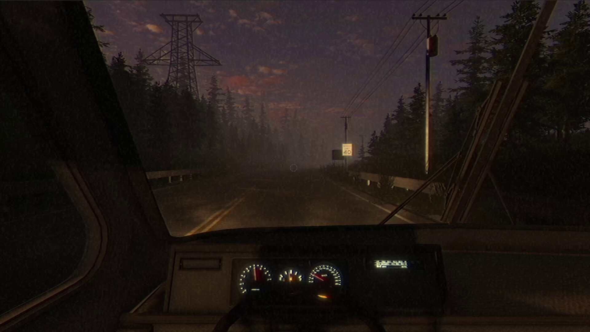 Fears to Fathom: Ironbark Lookout screenshot: driving down a forest road at dusk