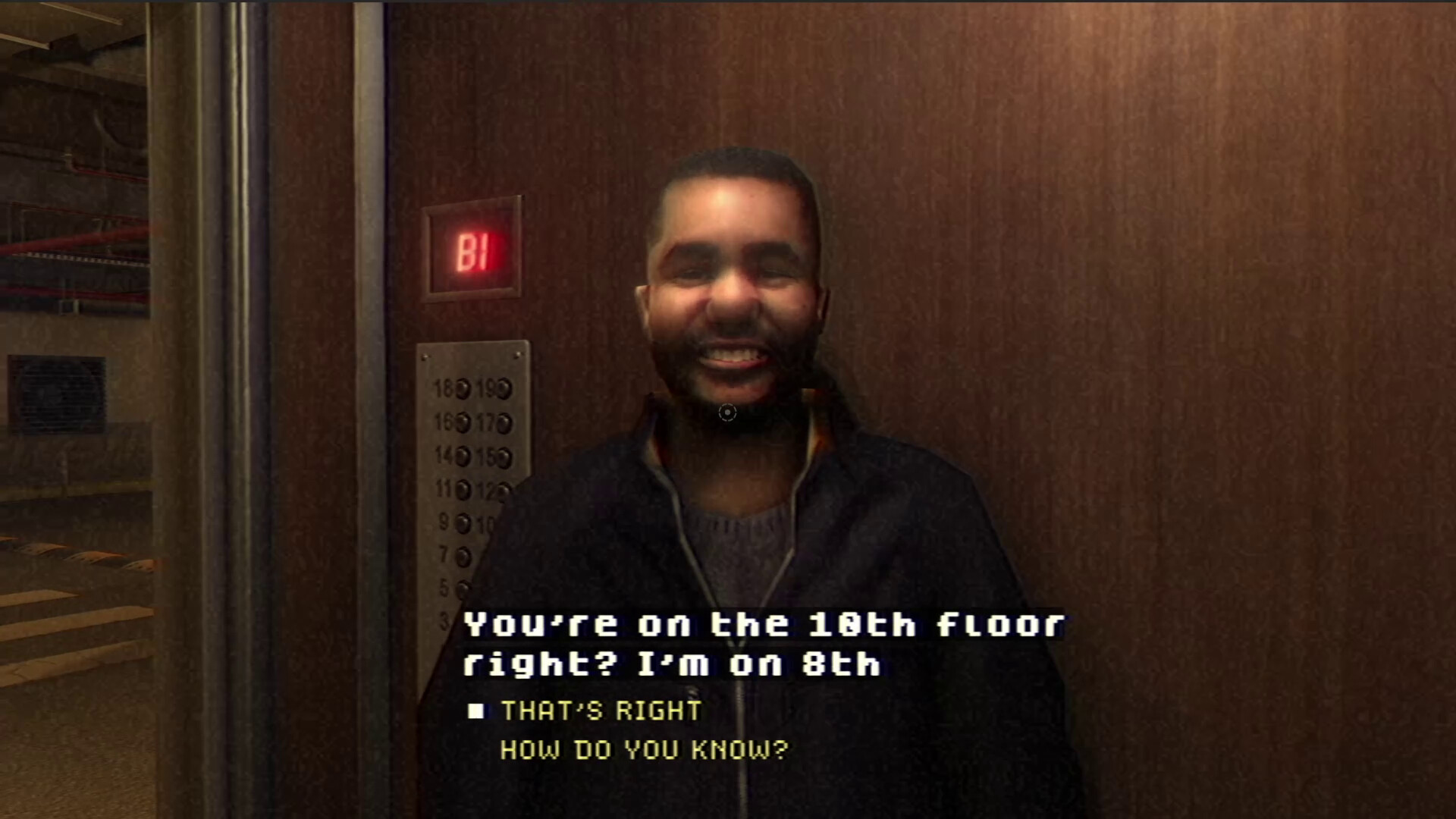 Fears to Fathom: Woodbury Getaway screenshot: a neighbor in the apartment elevator