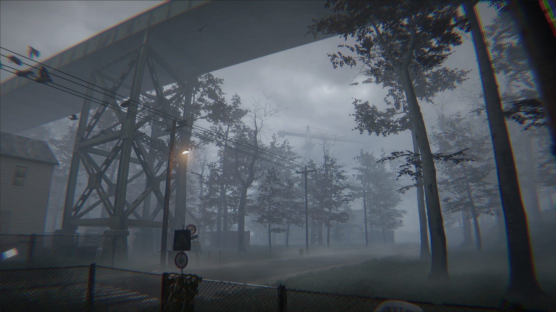 Farsight screenshot: Foggy overpass outside the neighborhood