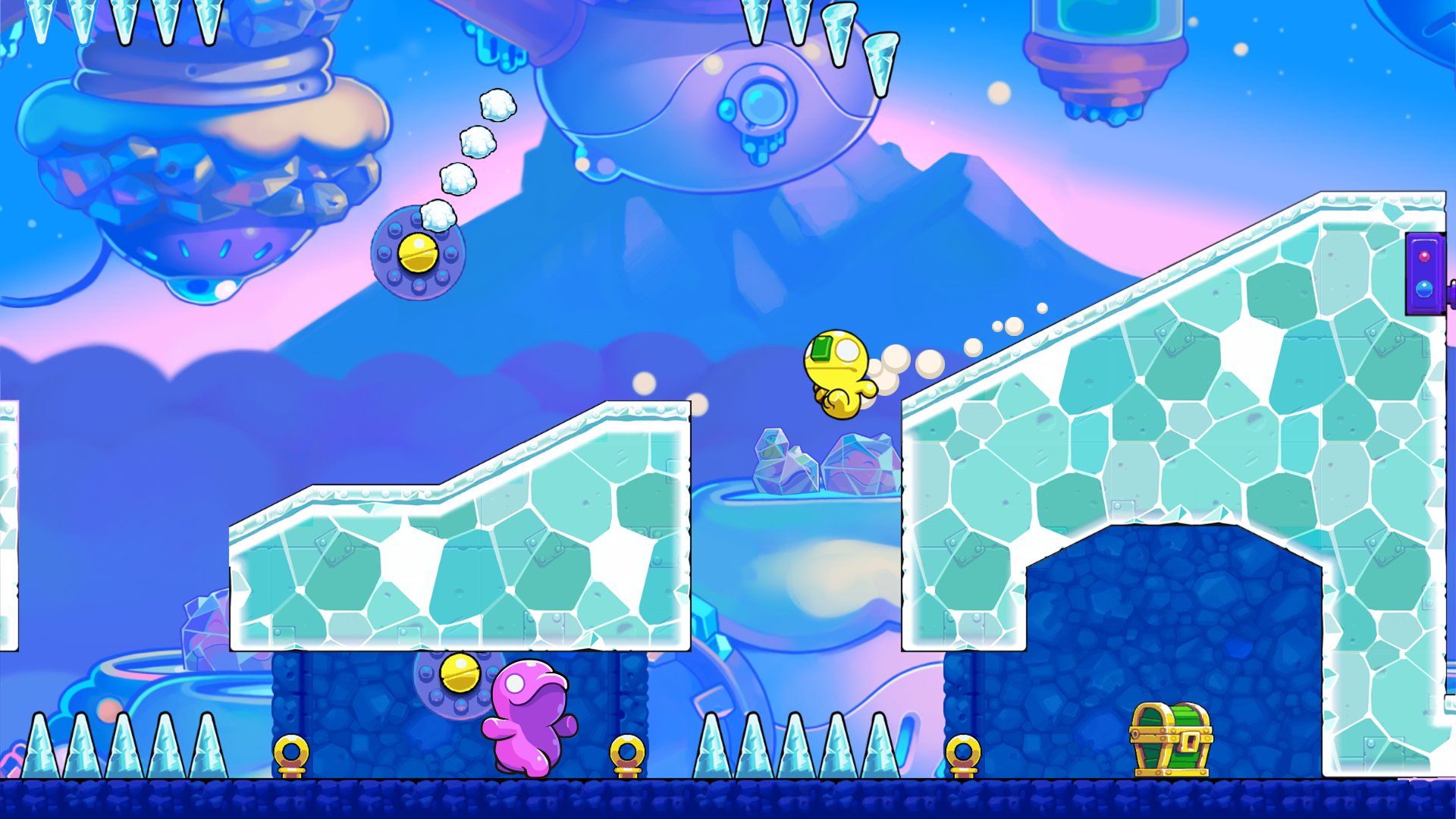 Super Leap Day screenshot: an ice level with spikes